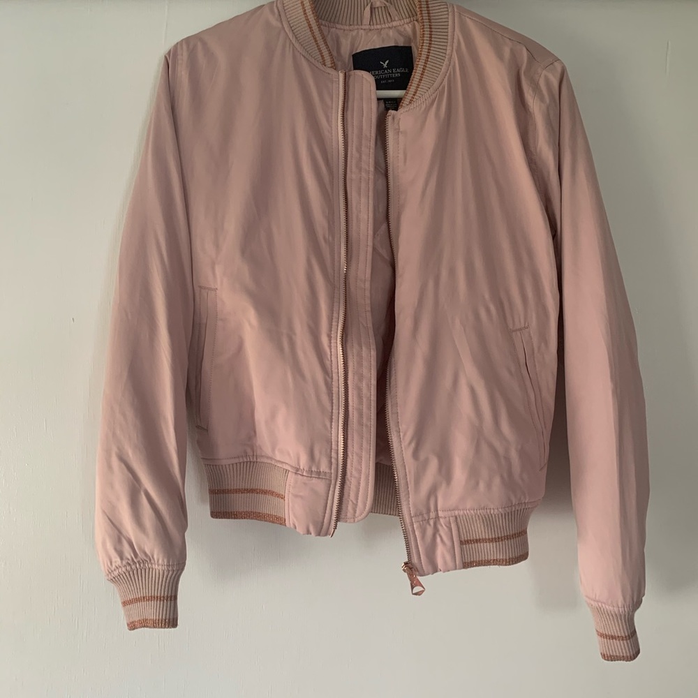 Blush pink American Eagle bomber jacket - Picture 2 of 3